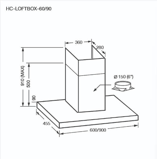 ชุดเซต เตาฝังแม่เหล็กไฟฟ้า 2 หัว + เครื่องดูดควันติดผนัง EVE รุ่น HB73-2CROSS/TC + HC-LOFTBOX-90 ขนาด 90 ซม. สีดำ_4